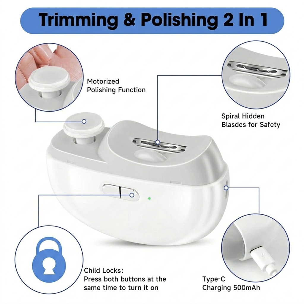 SEAHELTON 2-in-1 Electric Nail Clipper | DC01L