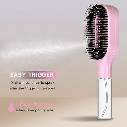 2-in-1 Mist Spray Detangling Hair Brush | Wet & Dry Anti-Frizz Brush for Curly, Wavy & Straight Hair – Pink