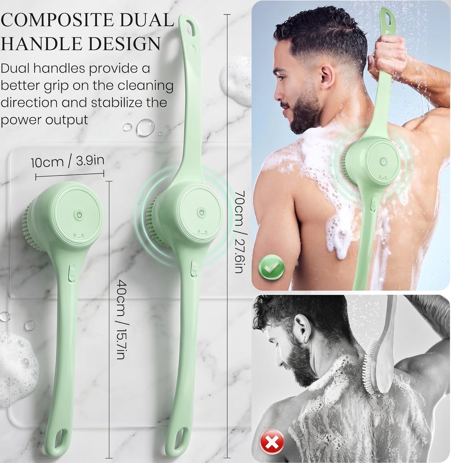 PureScrub™ 5-in-1 Electric Bath Brush — HARD-TO-REACH DIRT IS STILL DIRT | DC04L