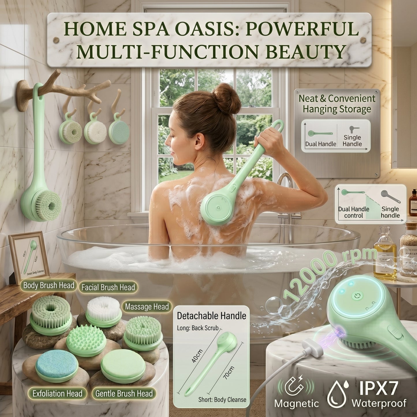 PureScrub™ 5-in-1 Electric Bath Brush — HARD-TO-REACH DIRT IS STILL DIRT | DC04L